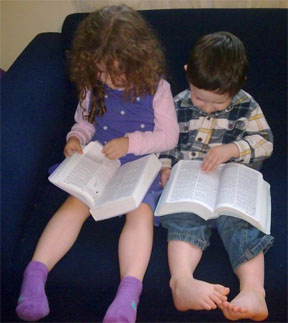 kids reading Bible