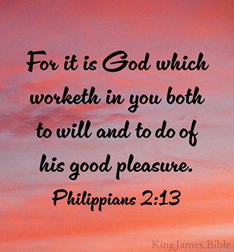 Philippians 2:13 (KJV)  For it is God which worketh in you both to will and to do of his good pleasure.